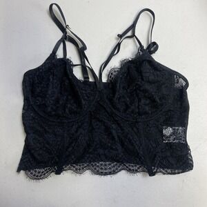 Woman's Shein Sexy Black Lacy Overlay Size Medium Wireless Bra